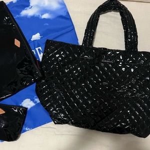 MZ WALLACE LARGE METRO TOTE - BLACK LAQUER